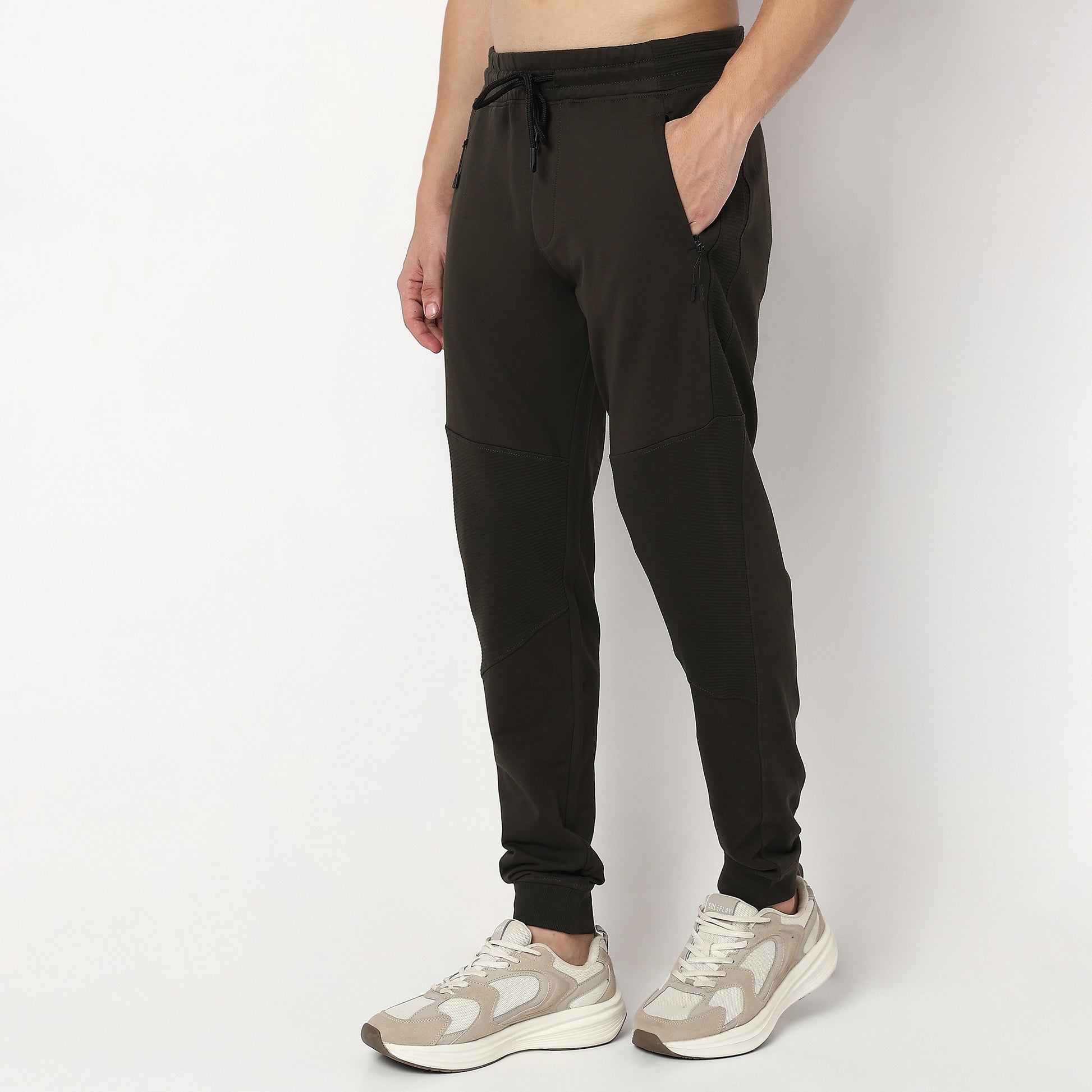 Modern Explorer Stretchable with Ribbed Panel Moto Joggers