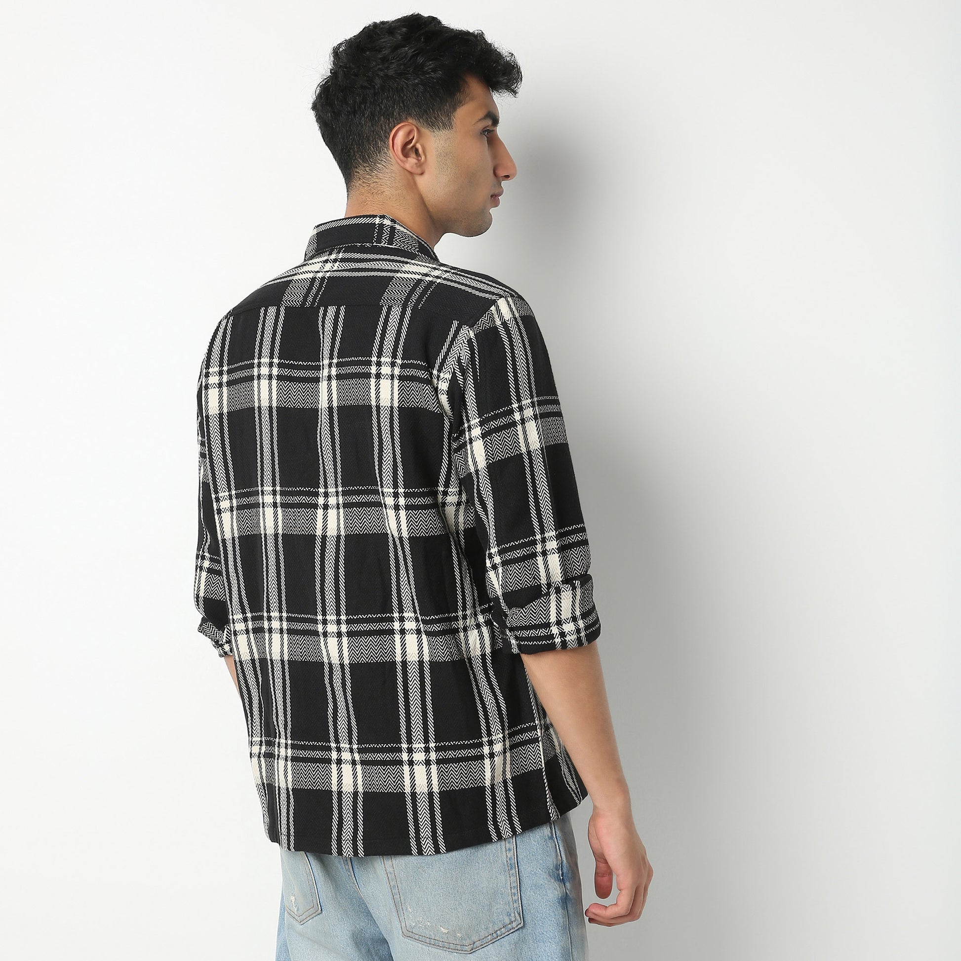 Regular Fit Checkered Shirt Collar Shirt