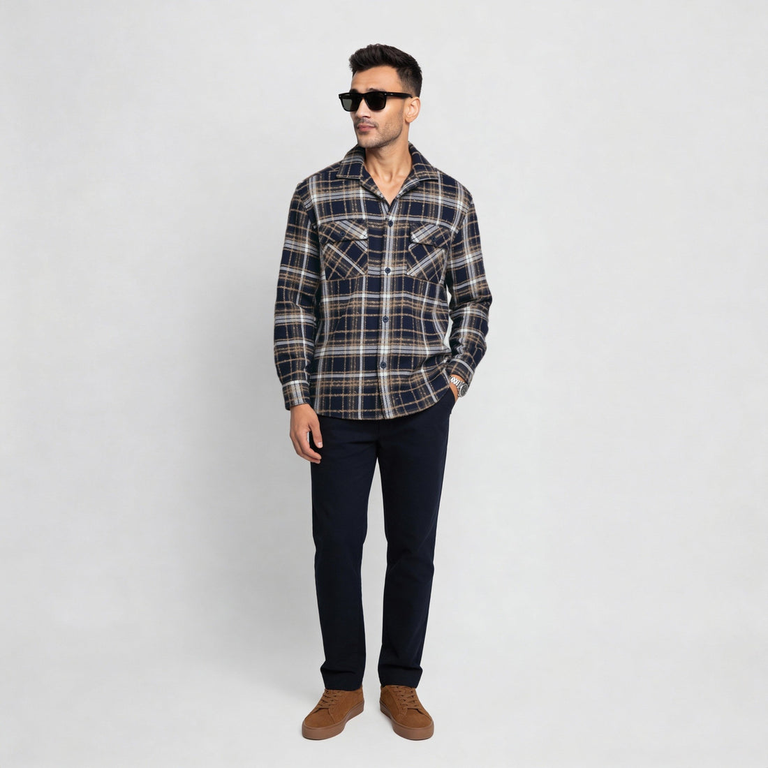 Cotton Solid Full Sleeve Shaket