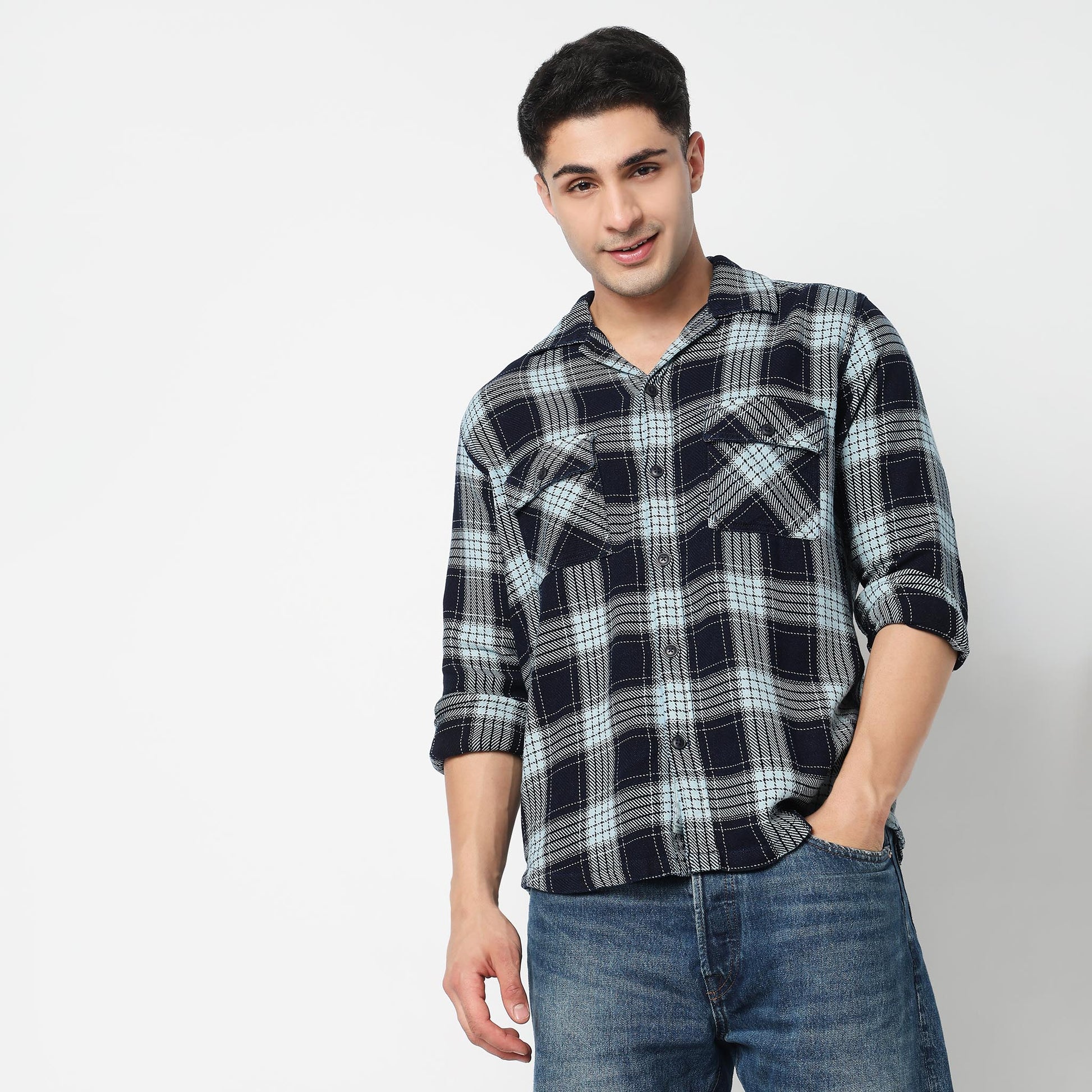 Cotton Checkered Cruiser Shacket Shirt