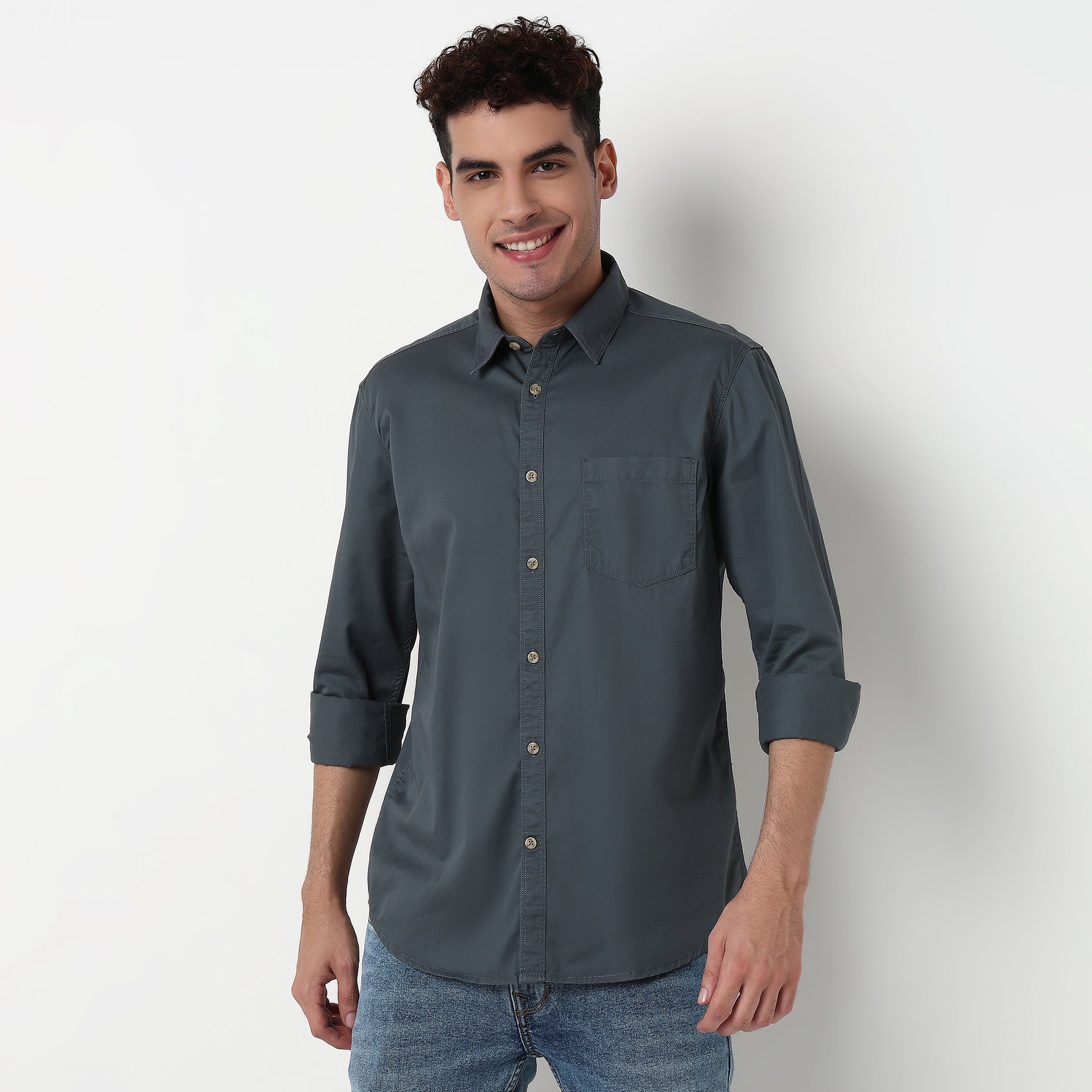 Slim Fit Solid Shirt