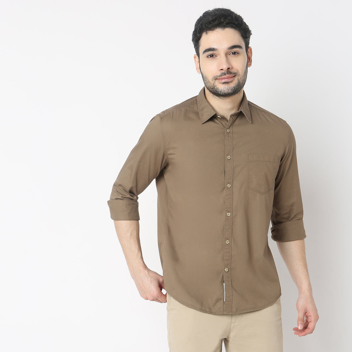 Slim Fit Solid Shirt