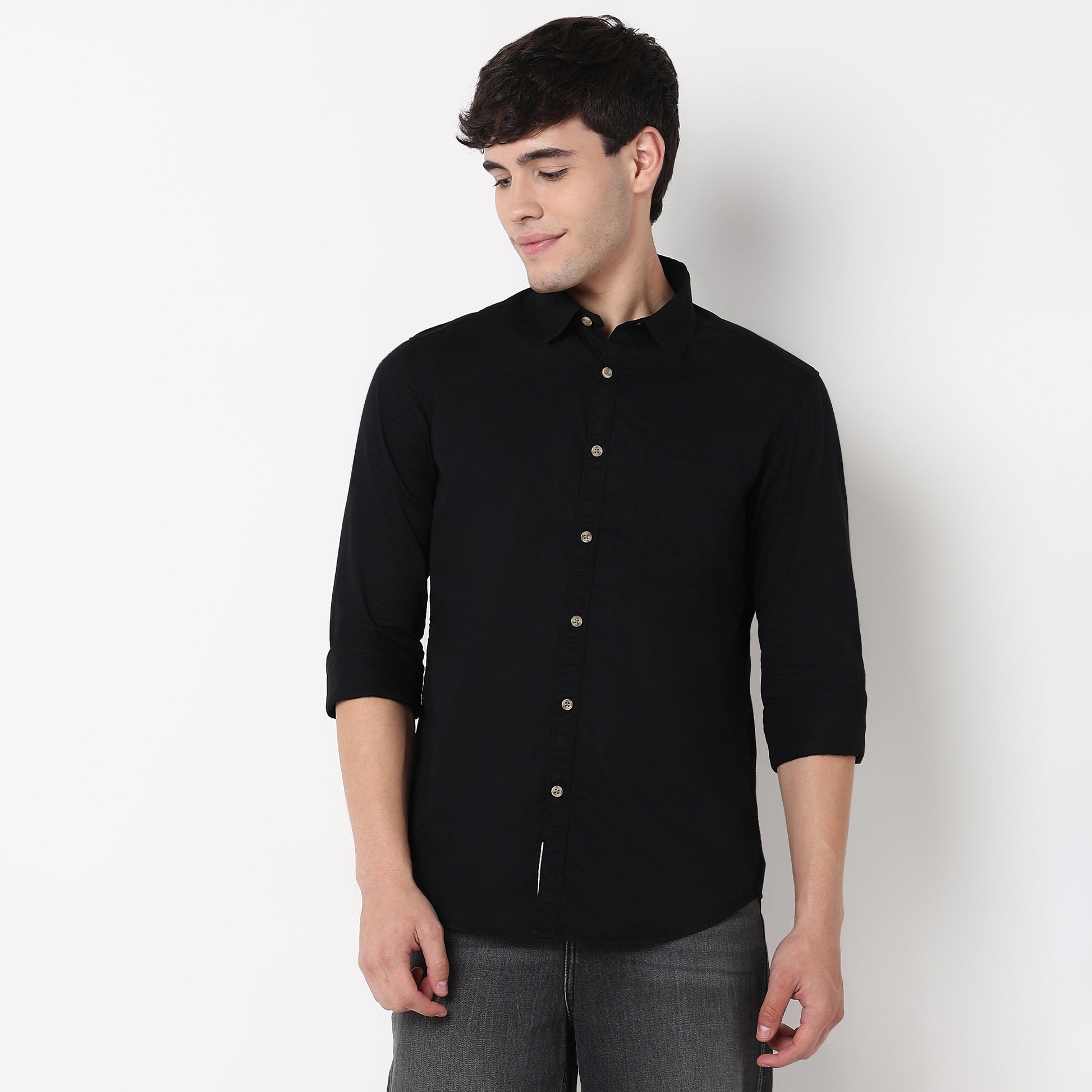 Slim Fit Solid Shirt