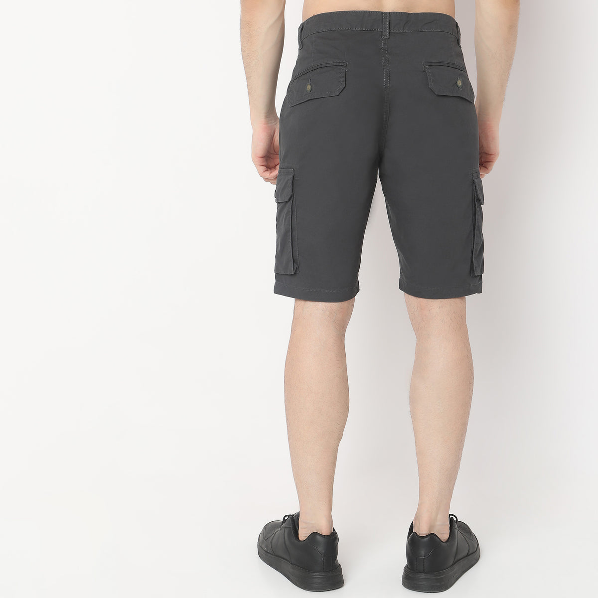 Regular Fit Solid Mid Rise Shorts