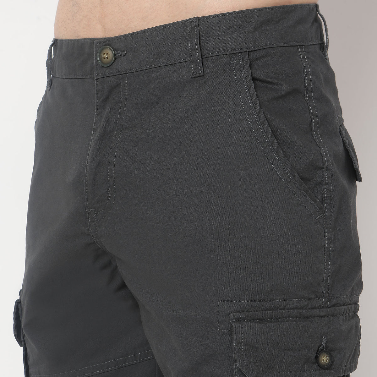 Regular Fit Solid Mid Rise Shorts