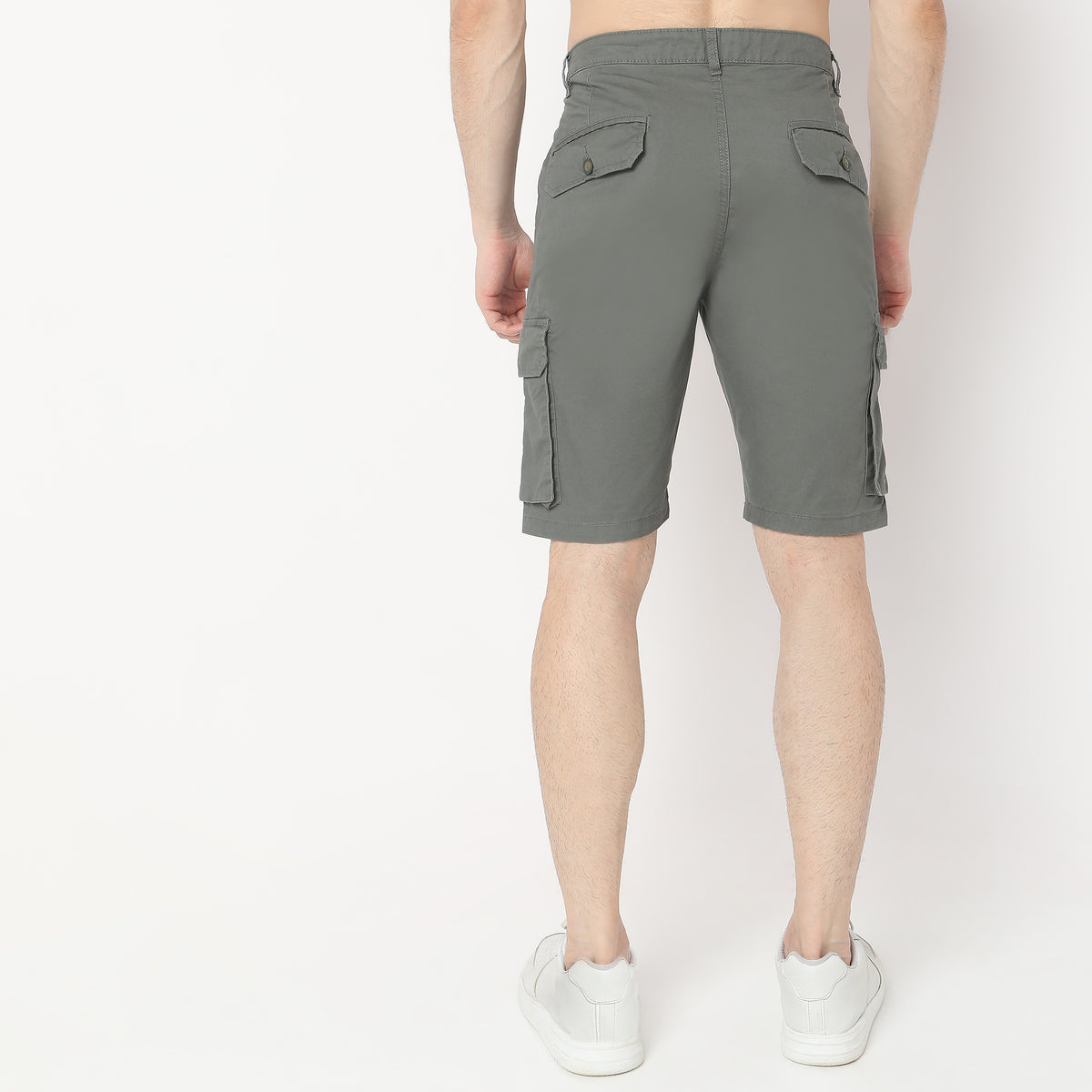 Regular Fit Solid Mid Rise Shorts