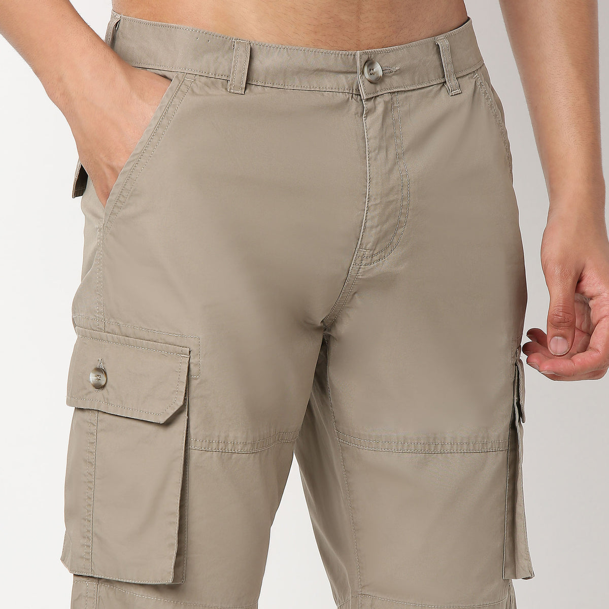 Cotton Heavy Duty Regular Fit Shorts With Stitch Details
