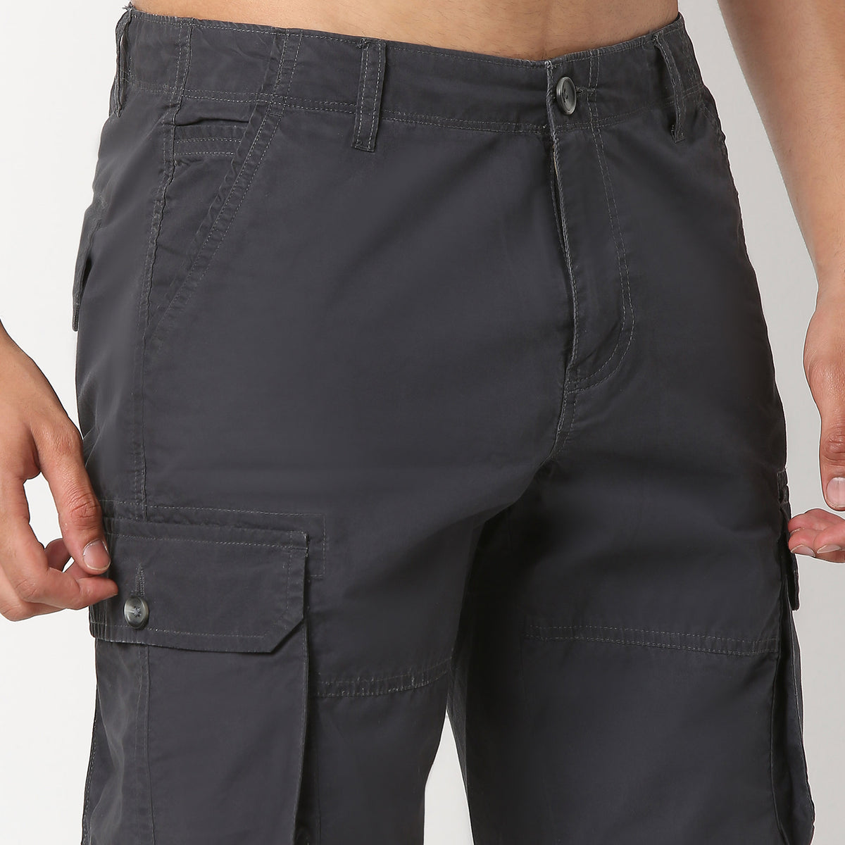 Cotton Heavy Duty Regular Fit Shorts With Stitch Details