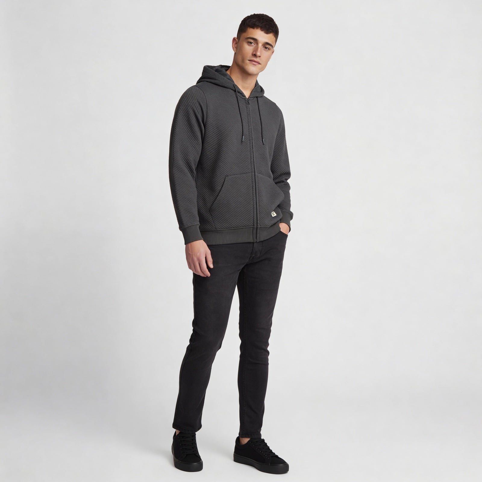 Polyester Cotton Spandex Quilted Full Sleeve Sweatshirt