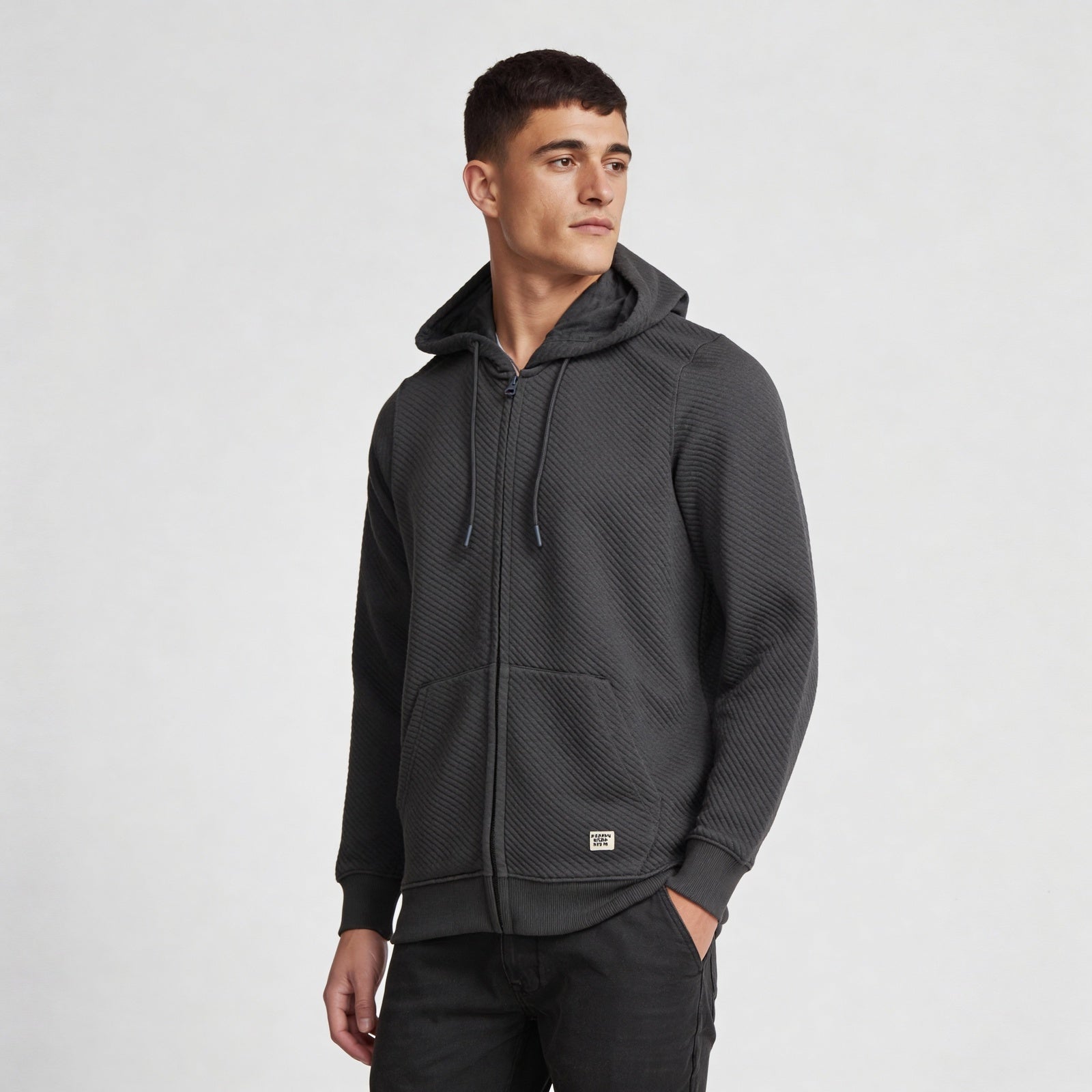 Polyester Cotton Spandex Quilted Full Sleeve Sweatshirt