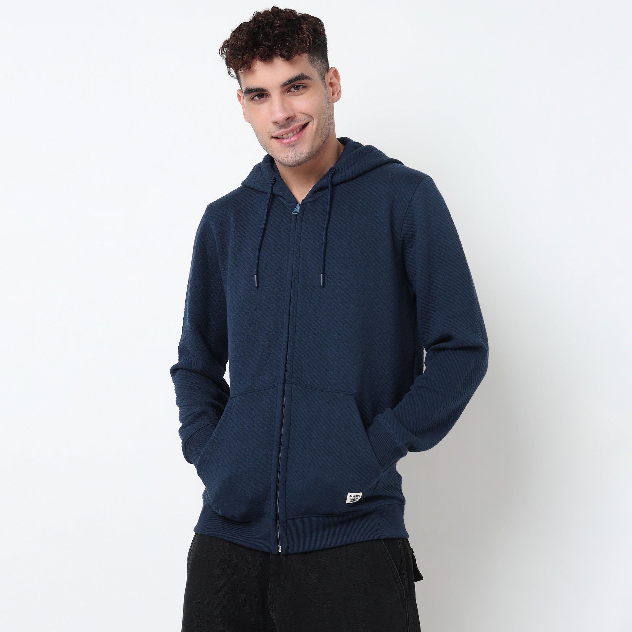 Buy Men Regular Fit Quilted Full Sleeve Sweatshirt  - Style Union