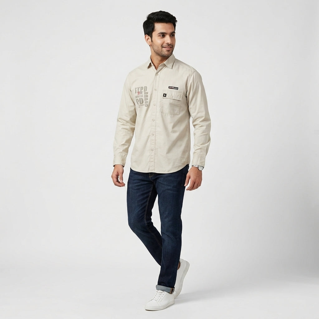 Solid Mens Explorer Double Pocket Shirt