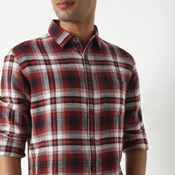 Regular Fit Checkered Shirt Collar Regular Length Shirt
