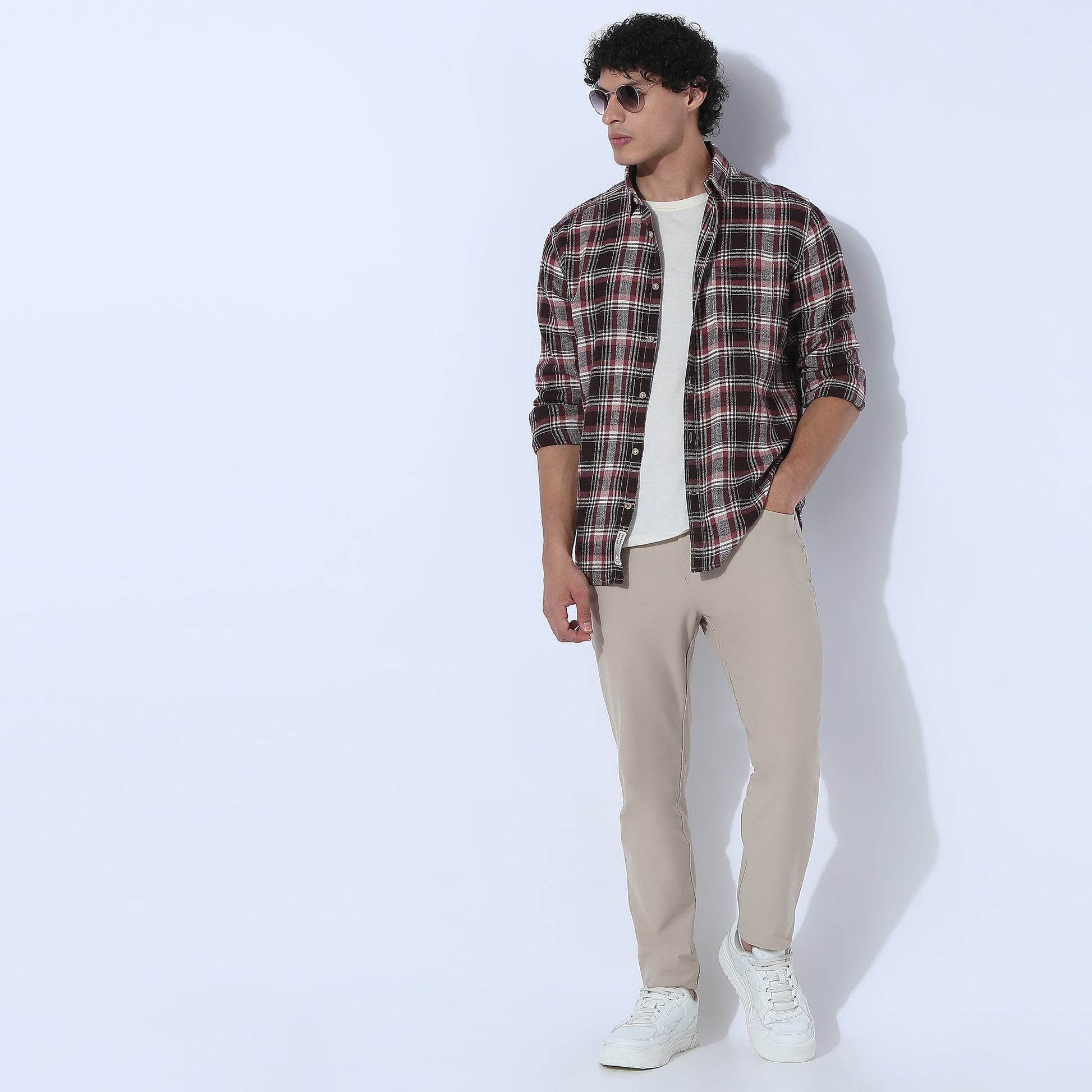 Regular Fit Checkered Shirt Collar Regular Length Shirt