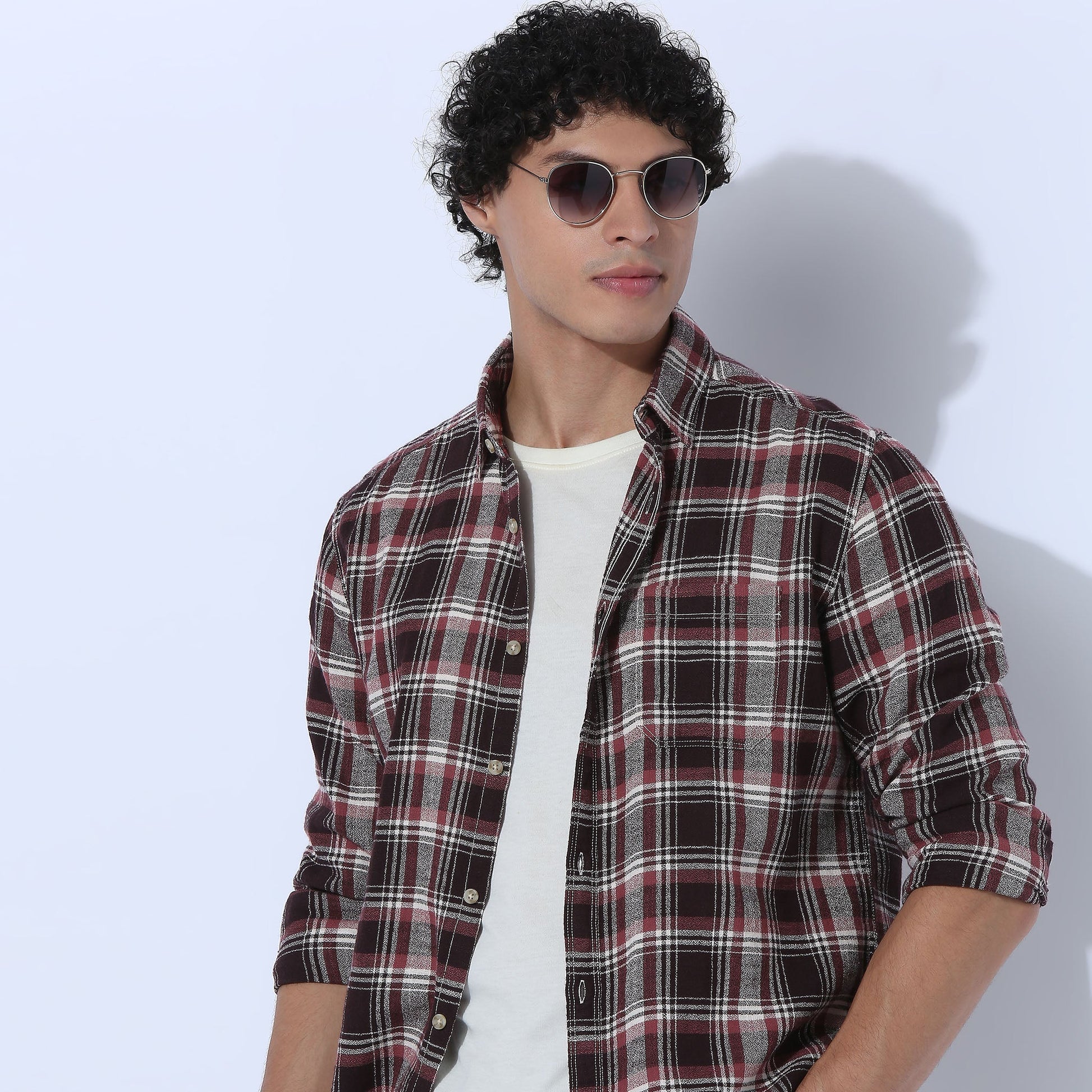 Regular Fit Checkered Shirt Collar Regular Length Shirt
