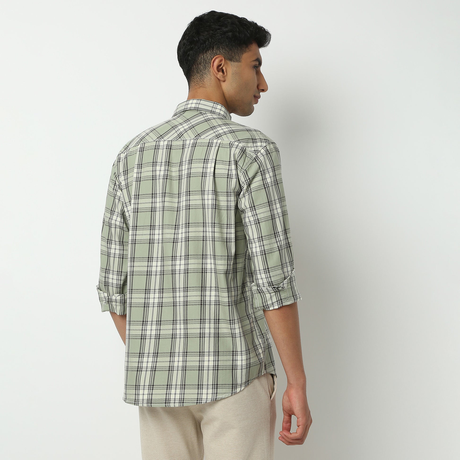 Regular Fit Checkered Shirt Collar Shirt