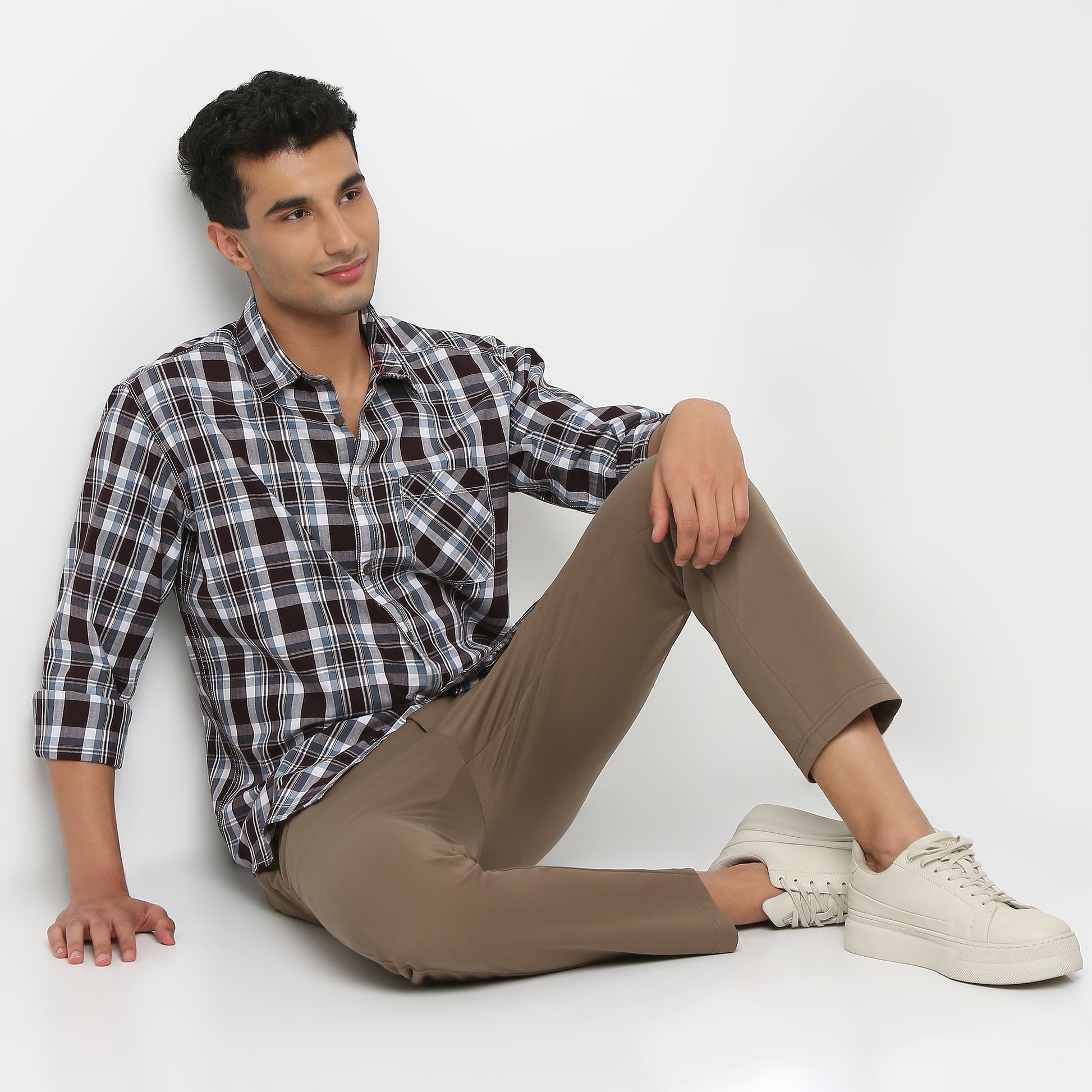 Regular Fit Checkered Shirt Collar Shirt