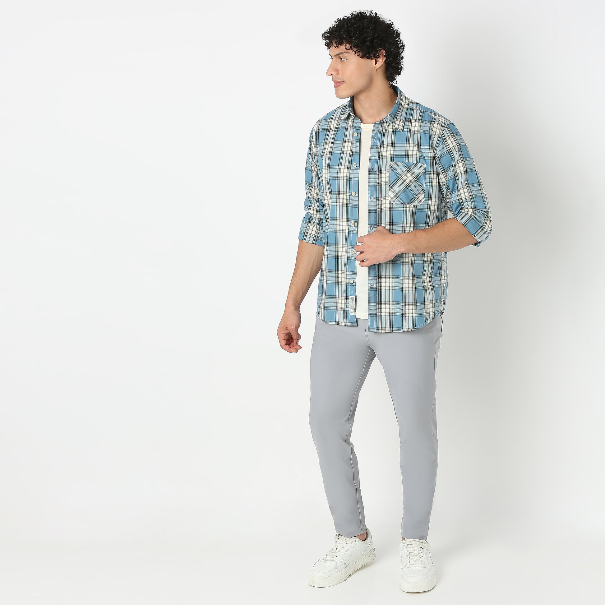 Regular Fit Checkered Shirt Collar Shirt