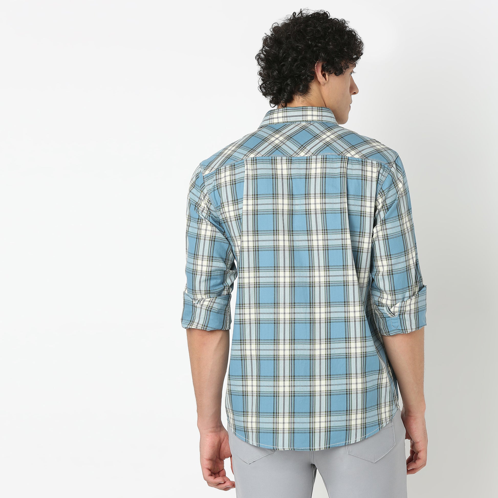 Regular Fit Checkered Shirt Collar Shirt
