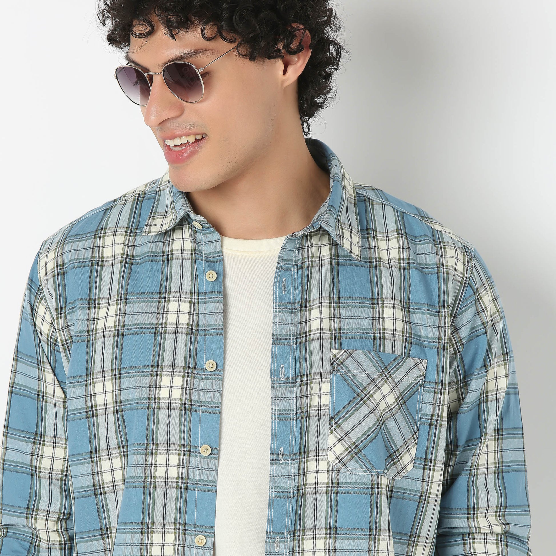 Regular Fit Checkered Shirt Collar Shirt