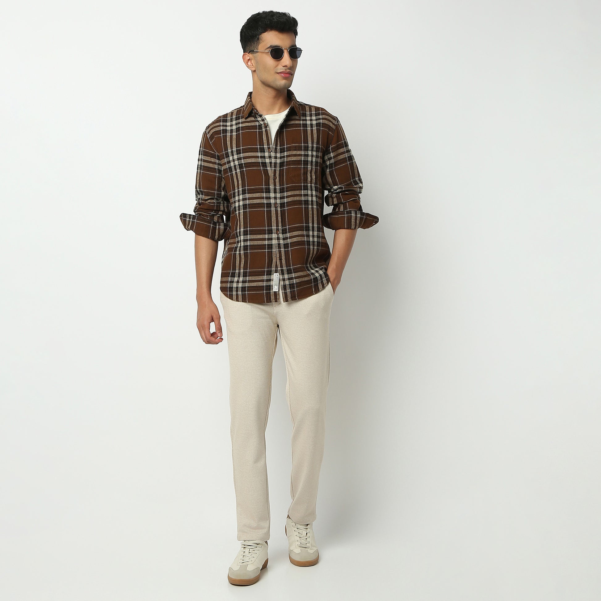 Regular Fit Checkered Shirt Collar Shirt