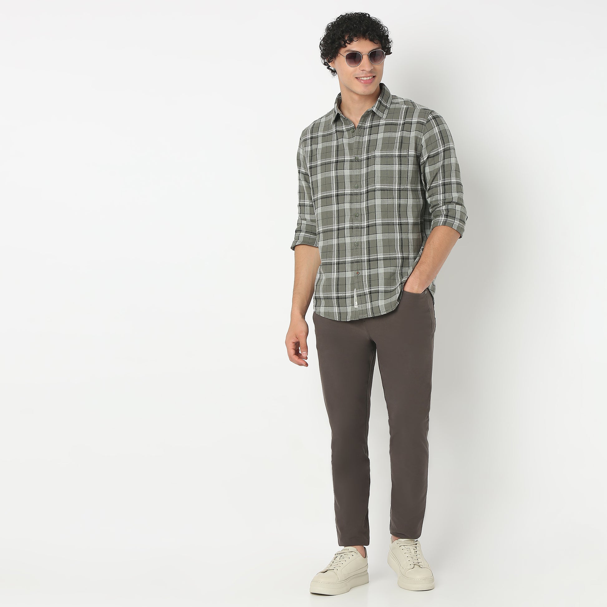 Collar Full Sleeve Checkered Shirt