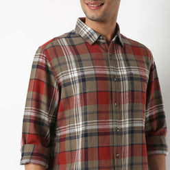 Regular Fit Checkered Shirt Collar Shirt