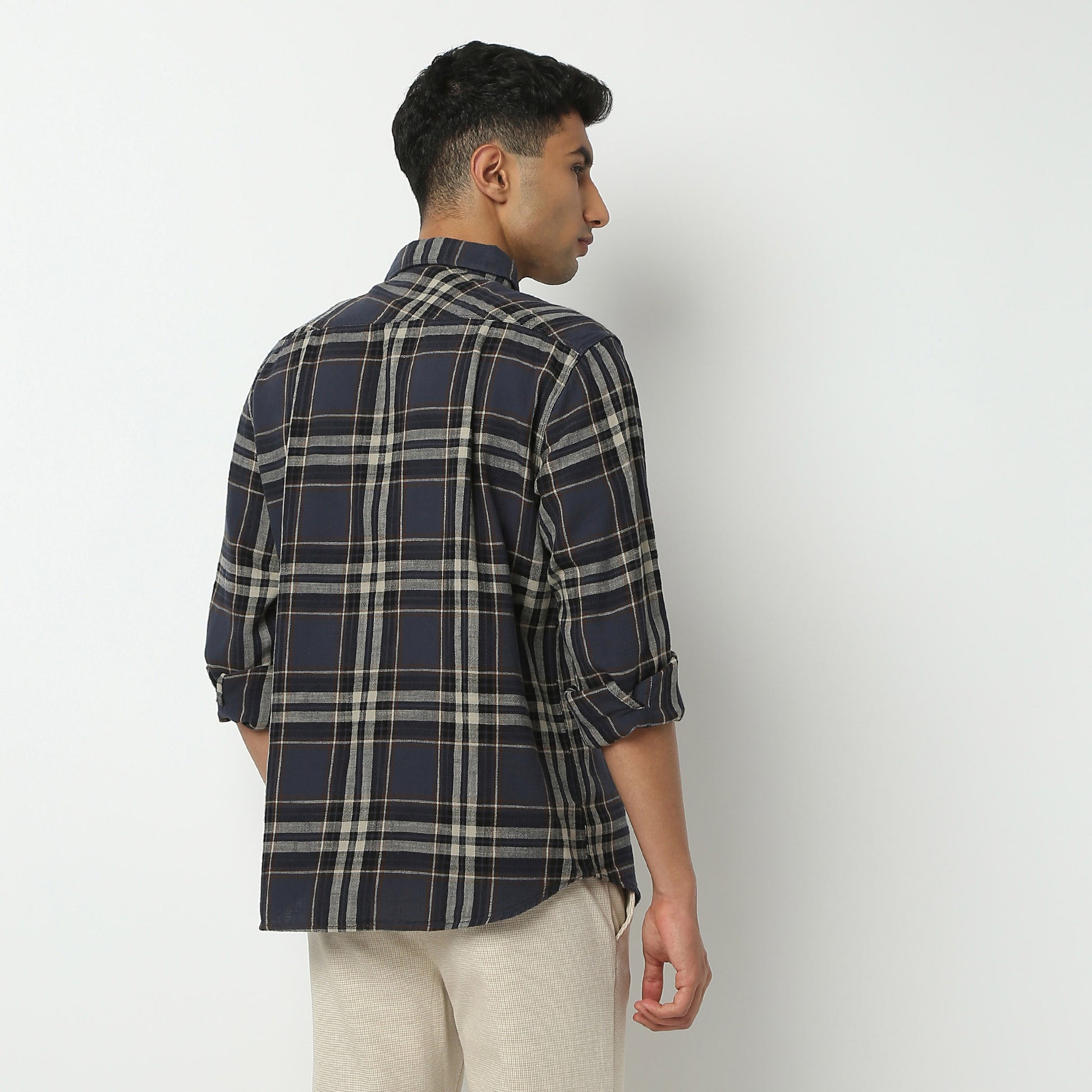 Regular Fit Checkered Shirt Collar Shirt