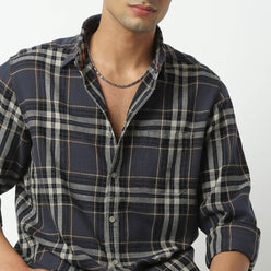 Regular Fit Checkered Shirt Collar Shirt