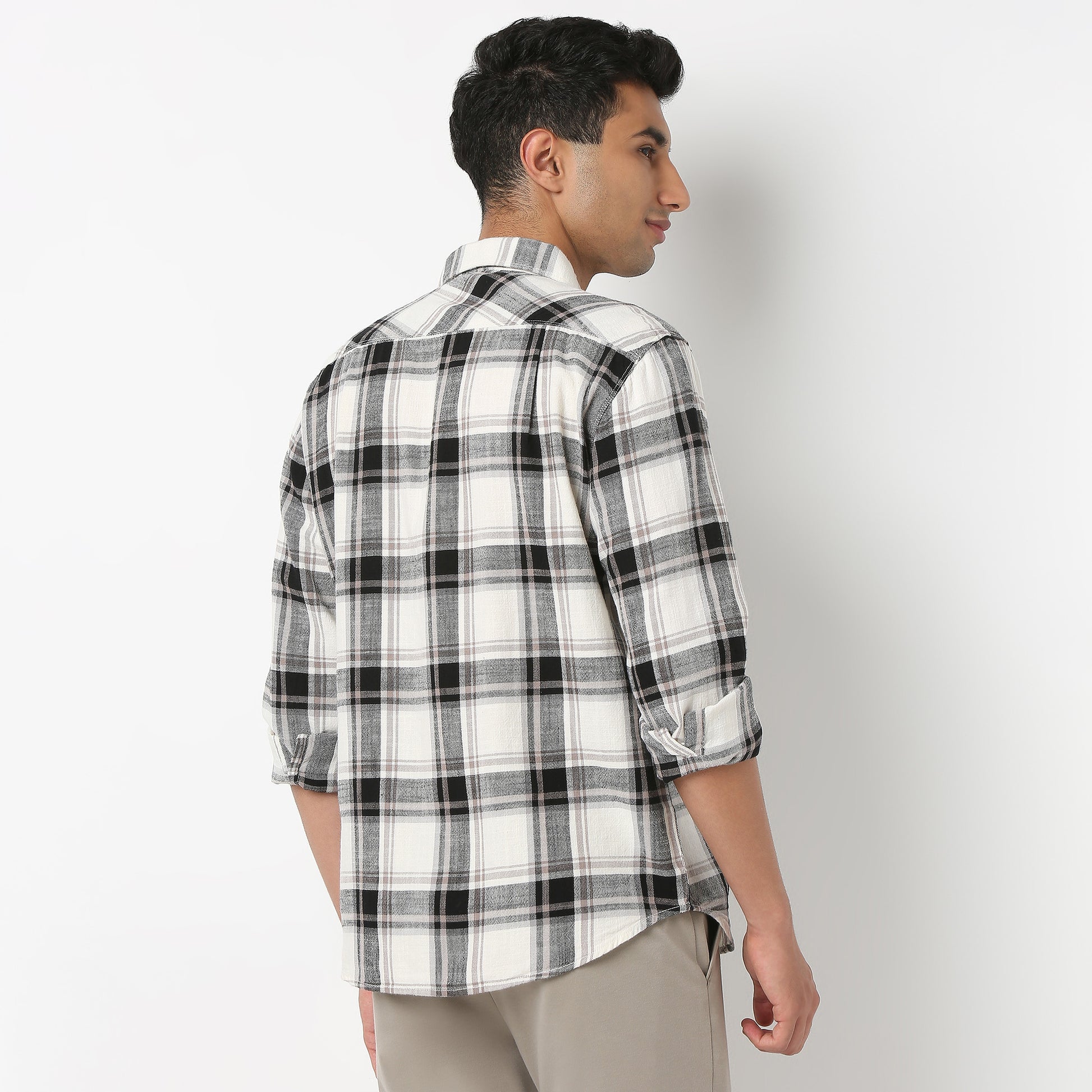 Regular Fit Checkered Shirt Collar Shirt