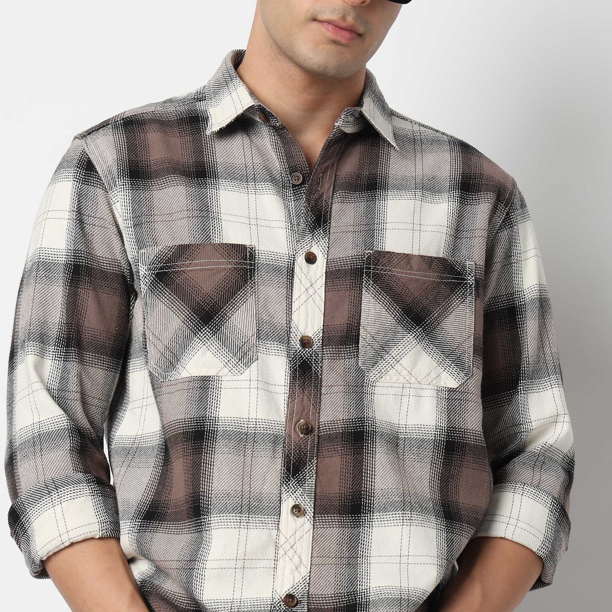 Cotton Double Pocket Checkered Lumber Jack Shirt