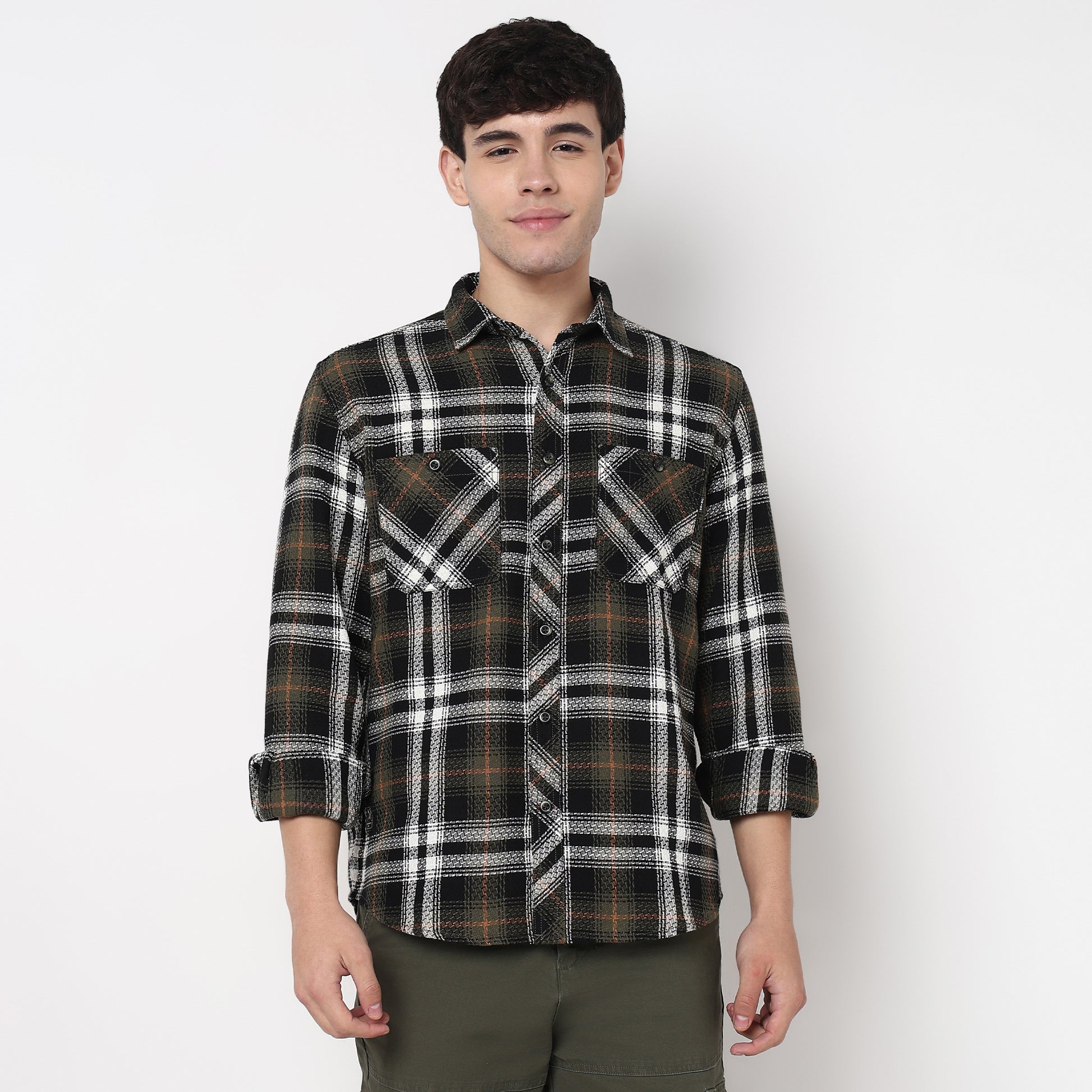 Cotton Double Pocket Checkered Shirt