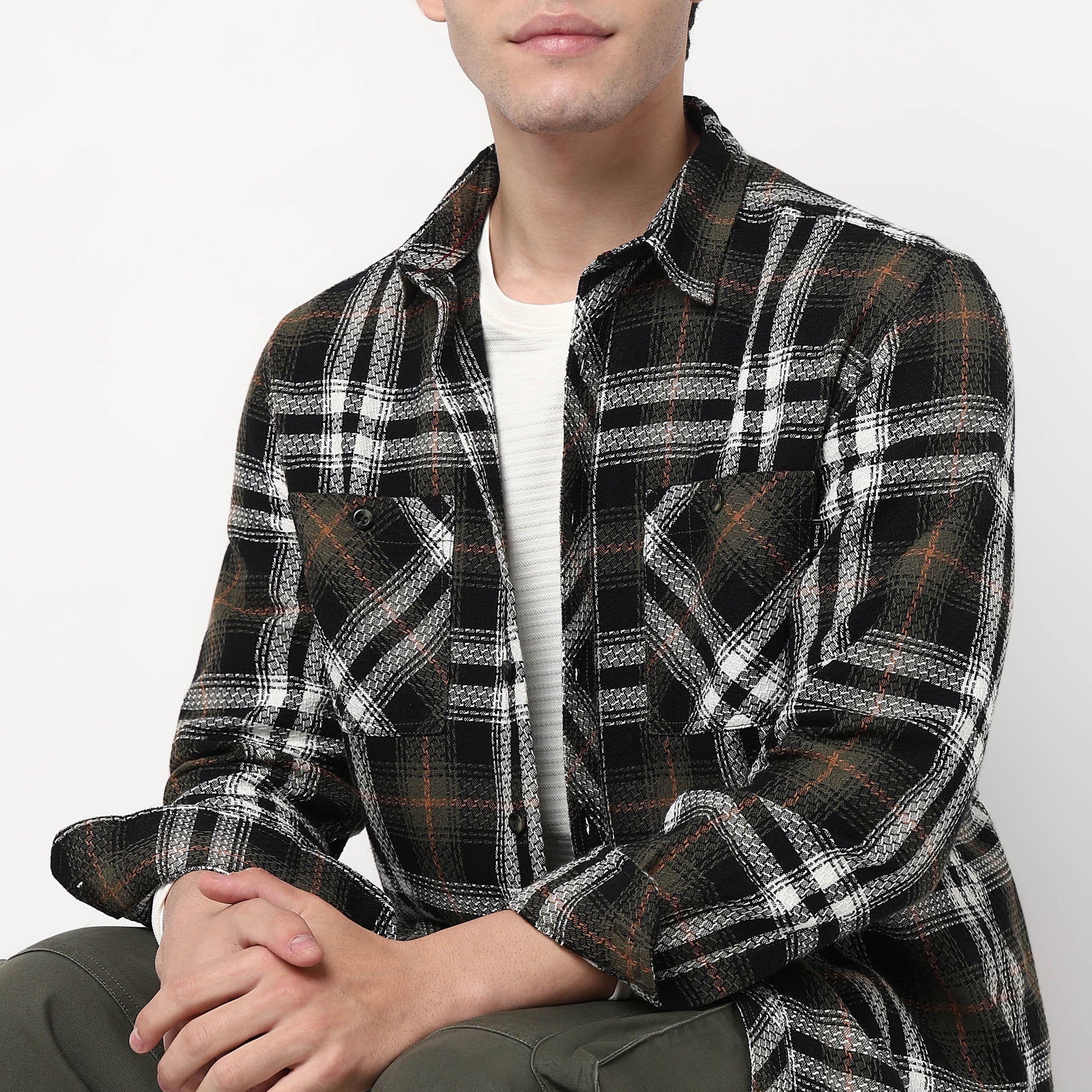 Cotton Double Pocket Checkered Shirt