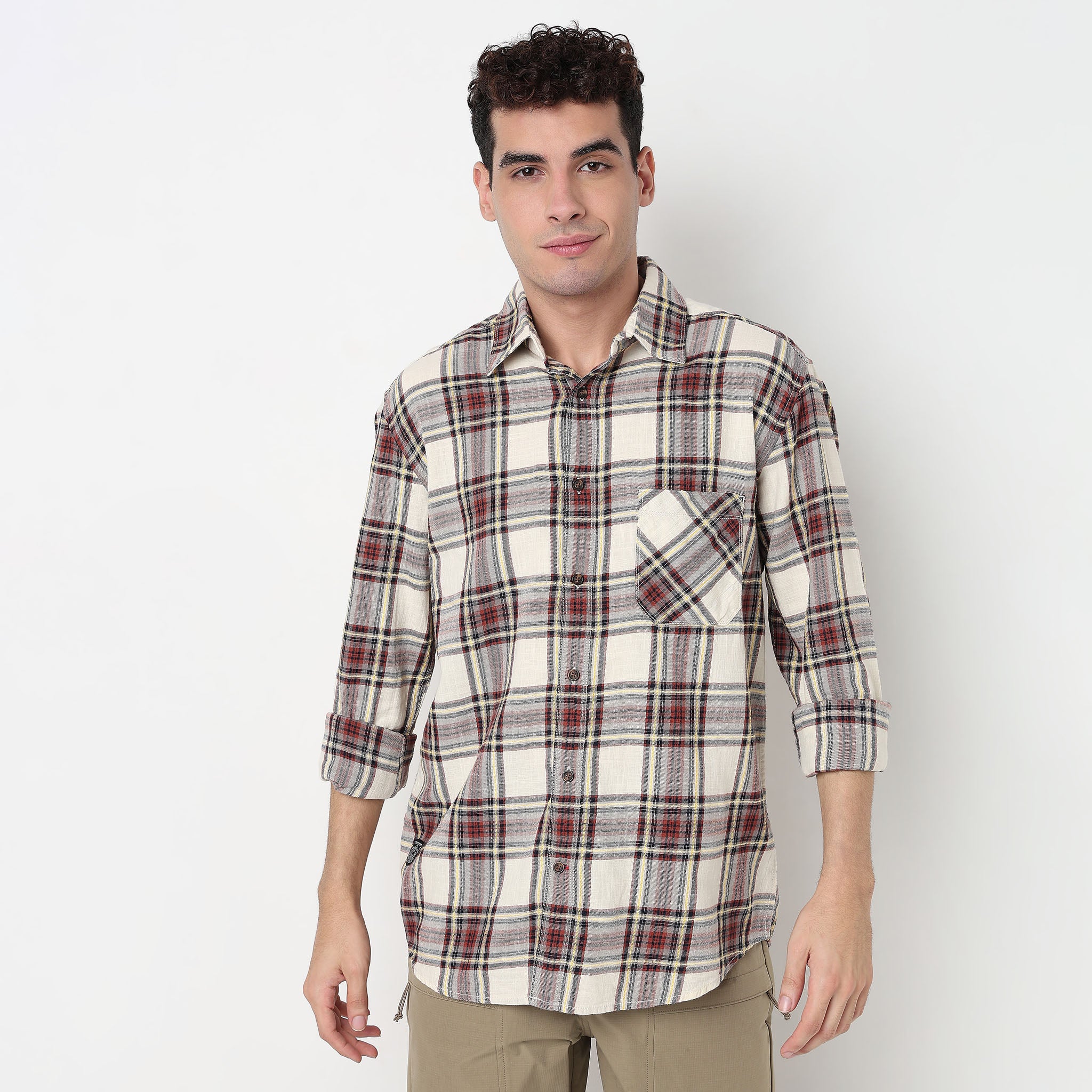Buy Men Regular Fit Checkered Full Sleeve Shirt  - Style Union