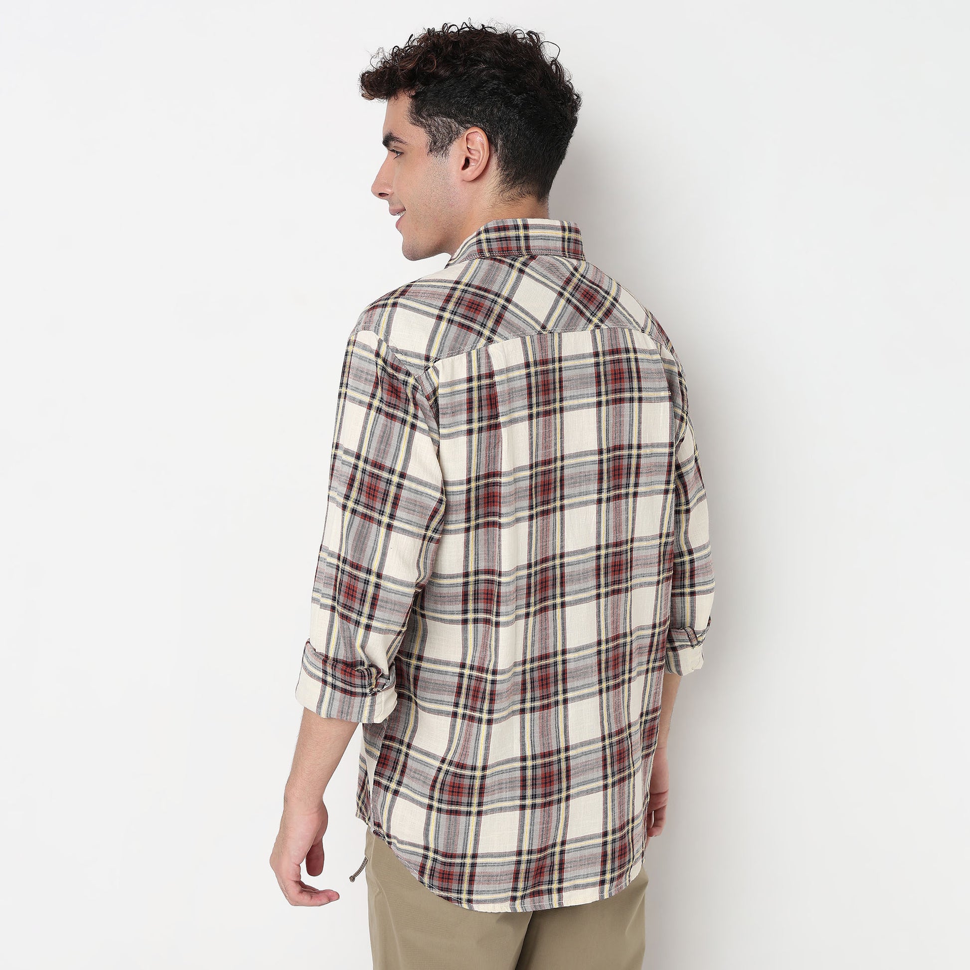 Buy Men Regular Fit Checkered Full Sleeve Shirt  - Style Union