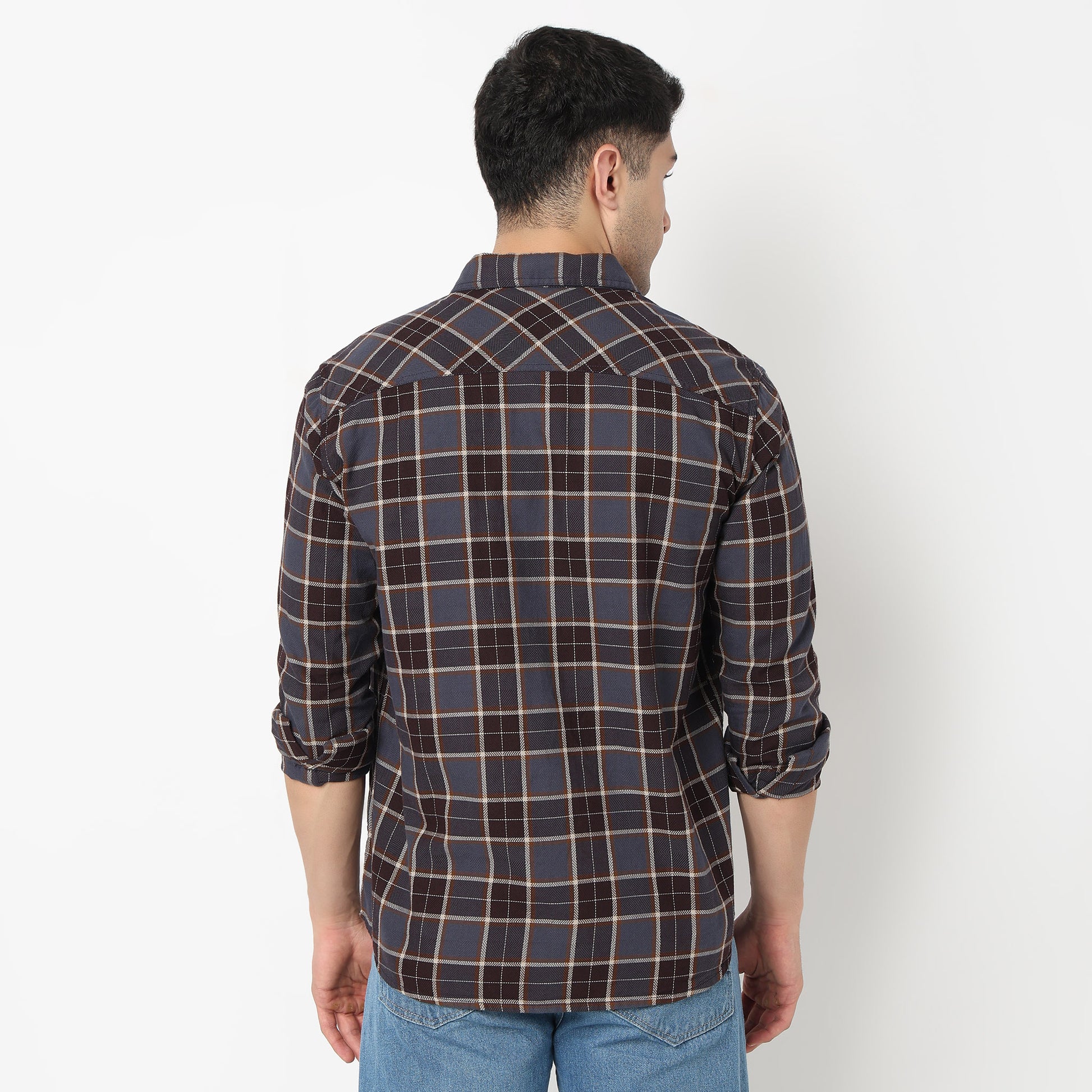 Mens Double Pocket Check Shirt