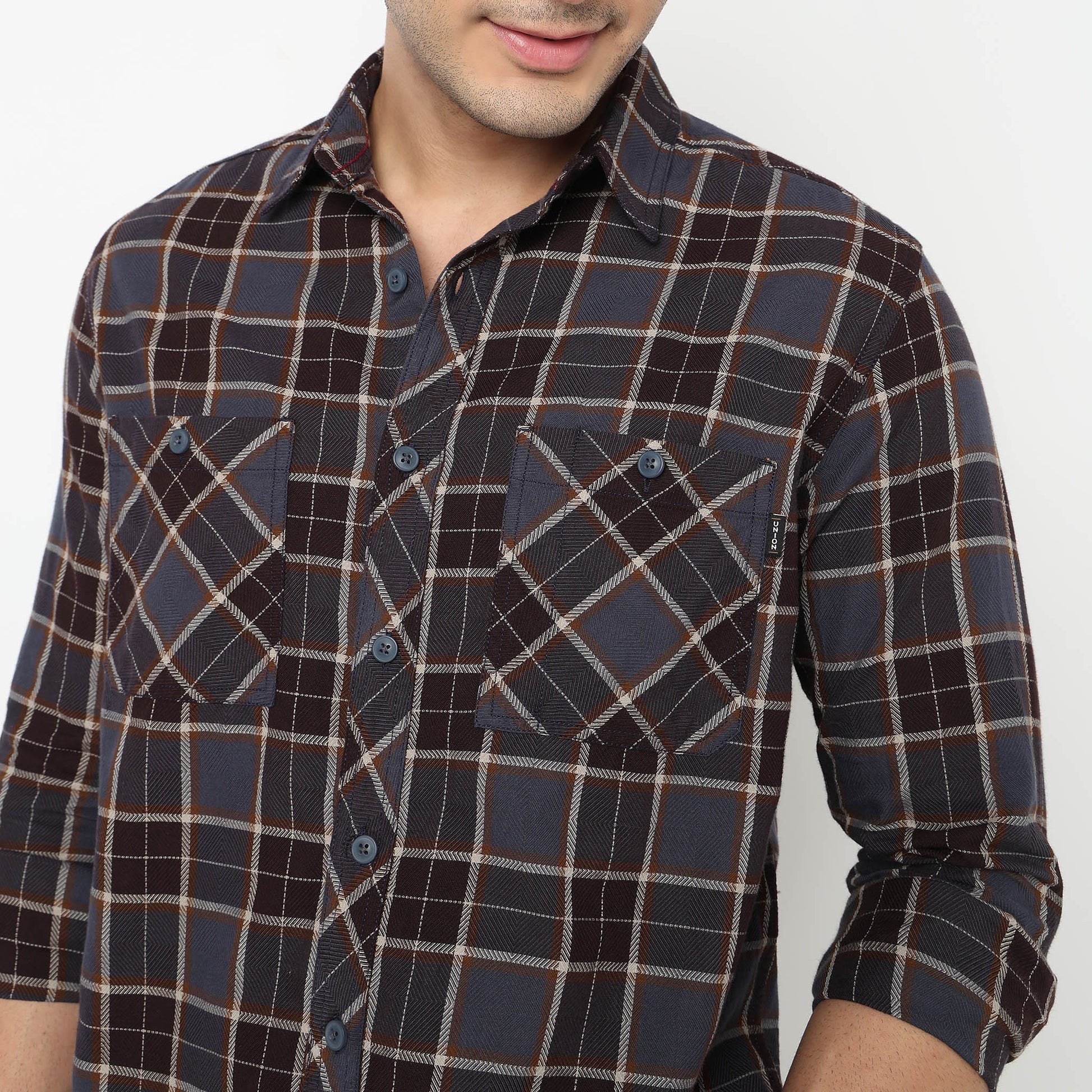 Mens Double Pocket Check Shirt