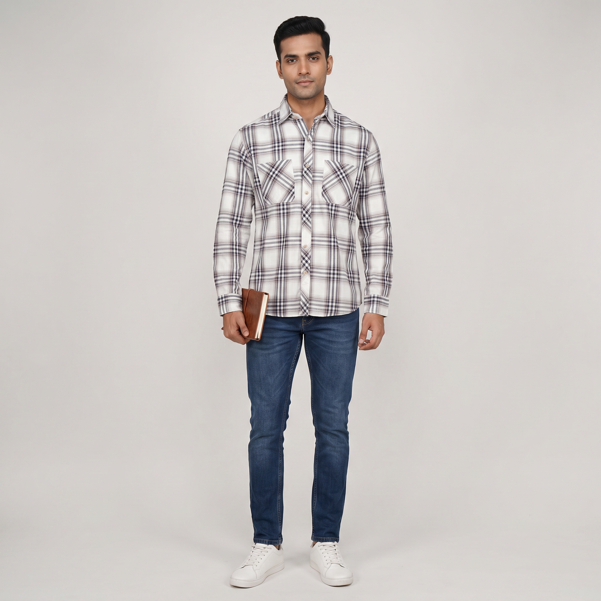 Cotton Double Pocket Checkered Shirt