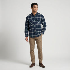 Mens Double Pocket Check Shirt