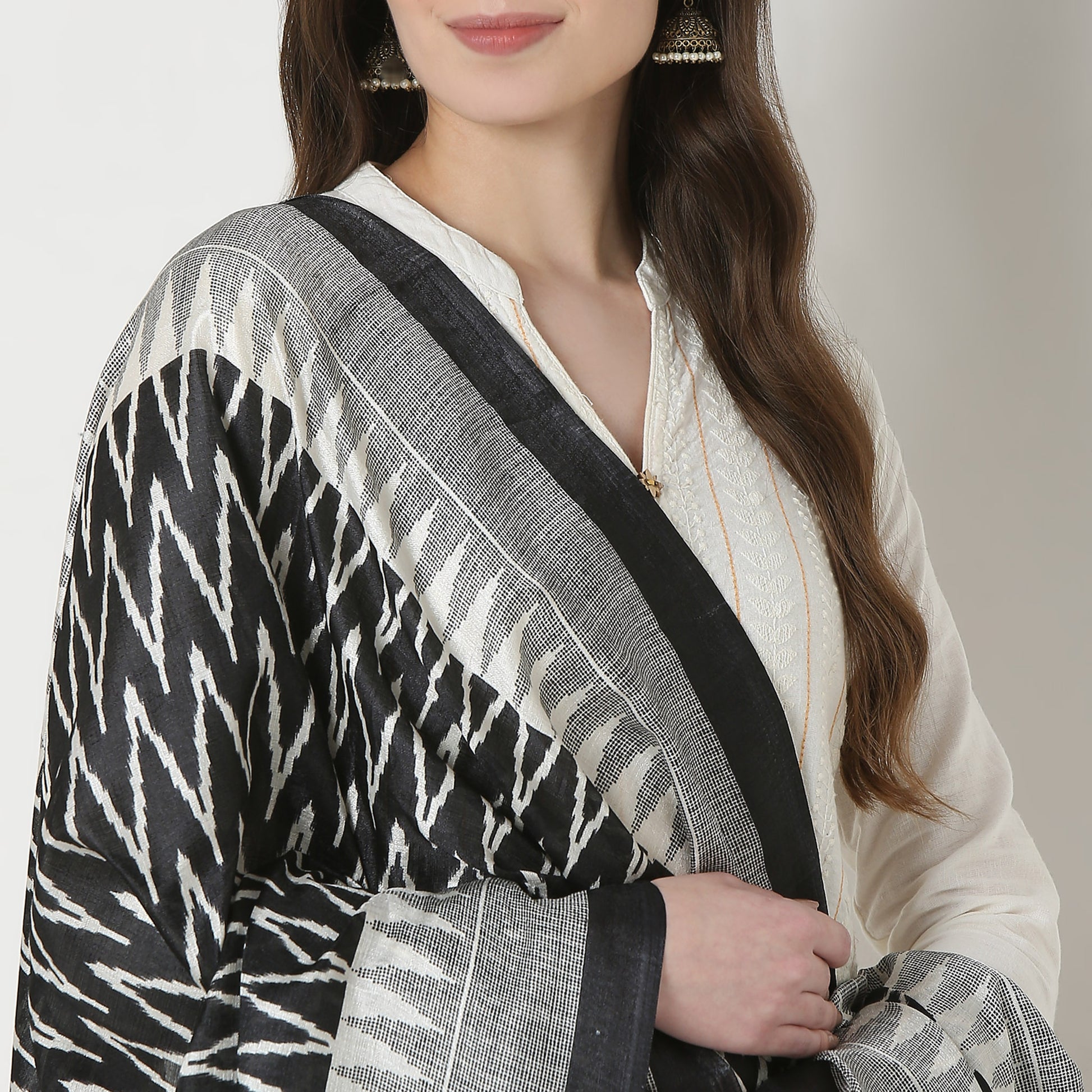 Ikat Printed Silk Dupatta