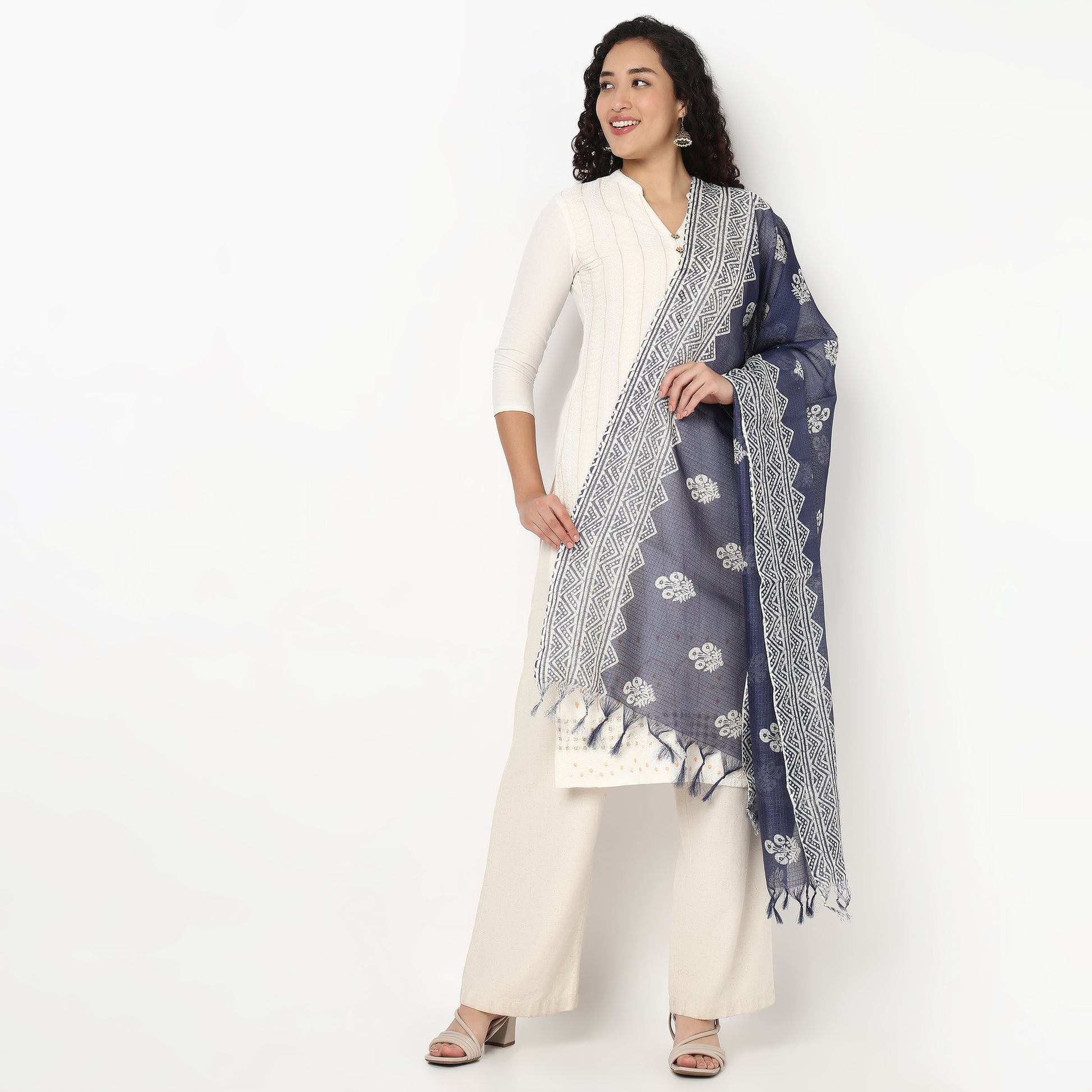 Kota Doria Printed Dupatta