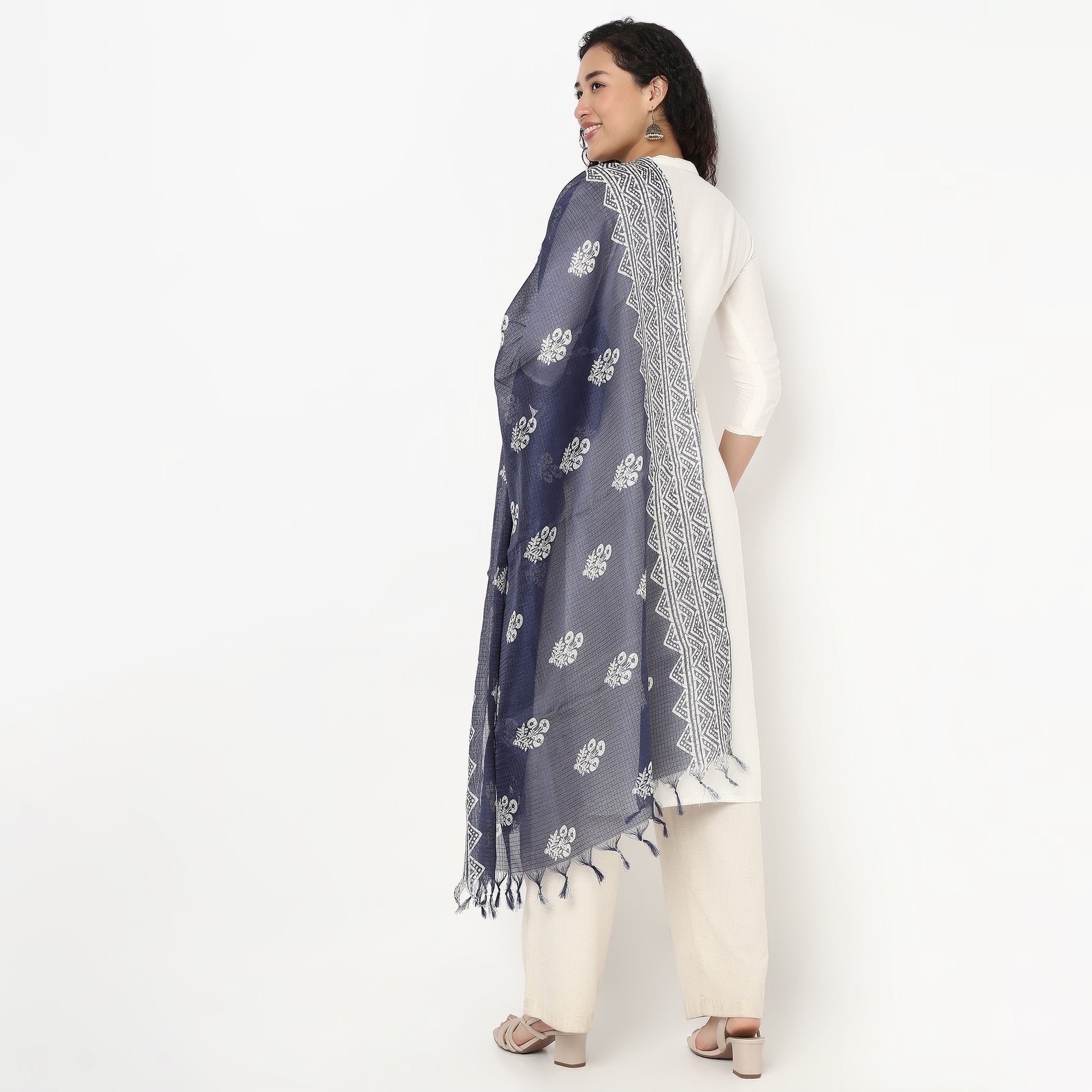 Kota Doria Printed Dupatta