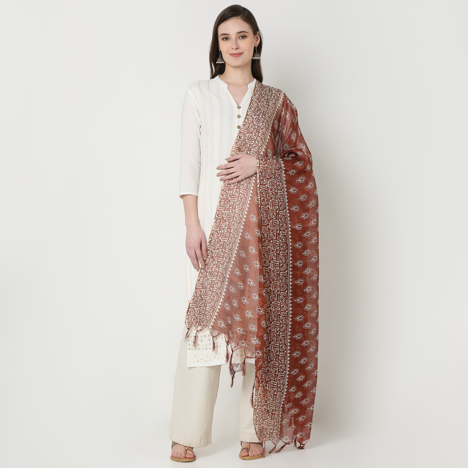 Kota Doria Printed Dupatta