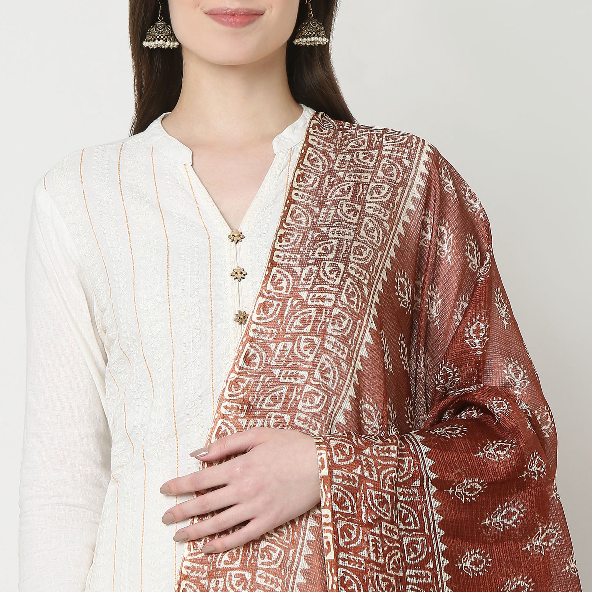 Kota Doria Printed Dupatta