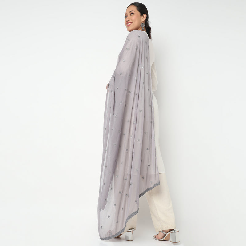 Embroidered Chiffon Dupatta