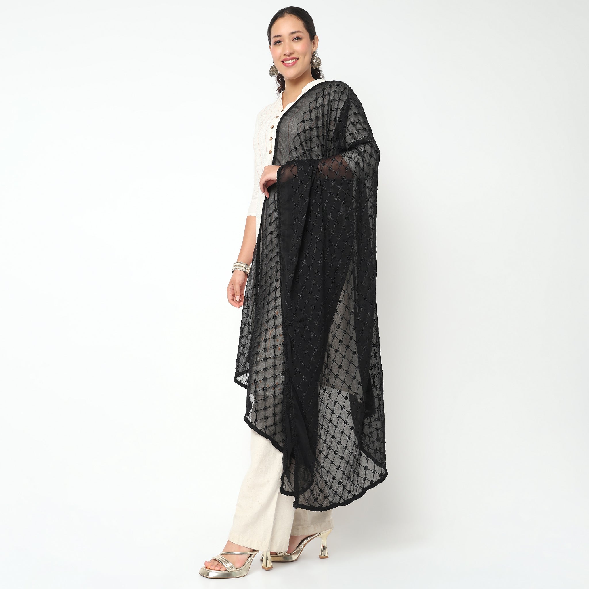 Embroidered Chiffon Dupatta