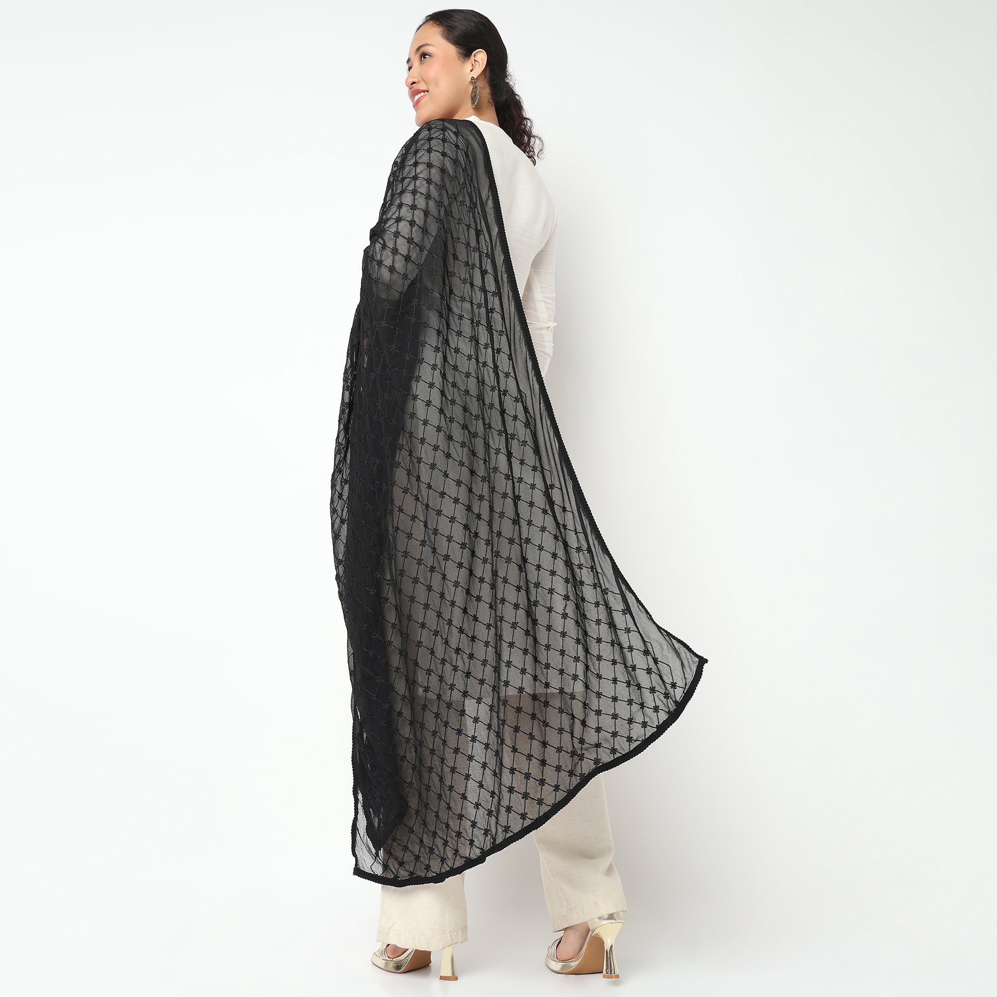 Embroidered Chiffon Dupatta