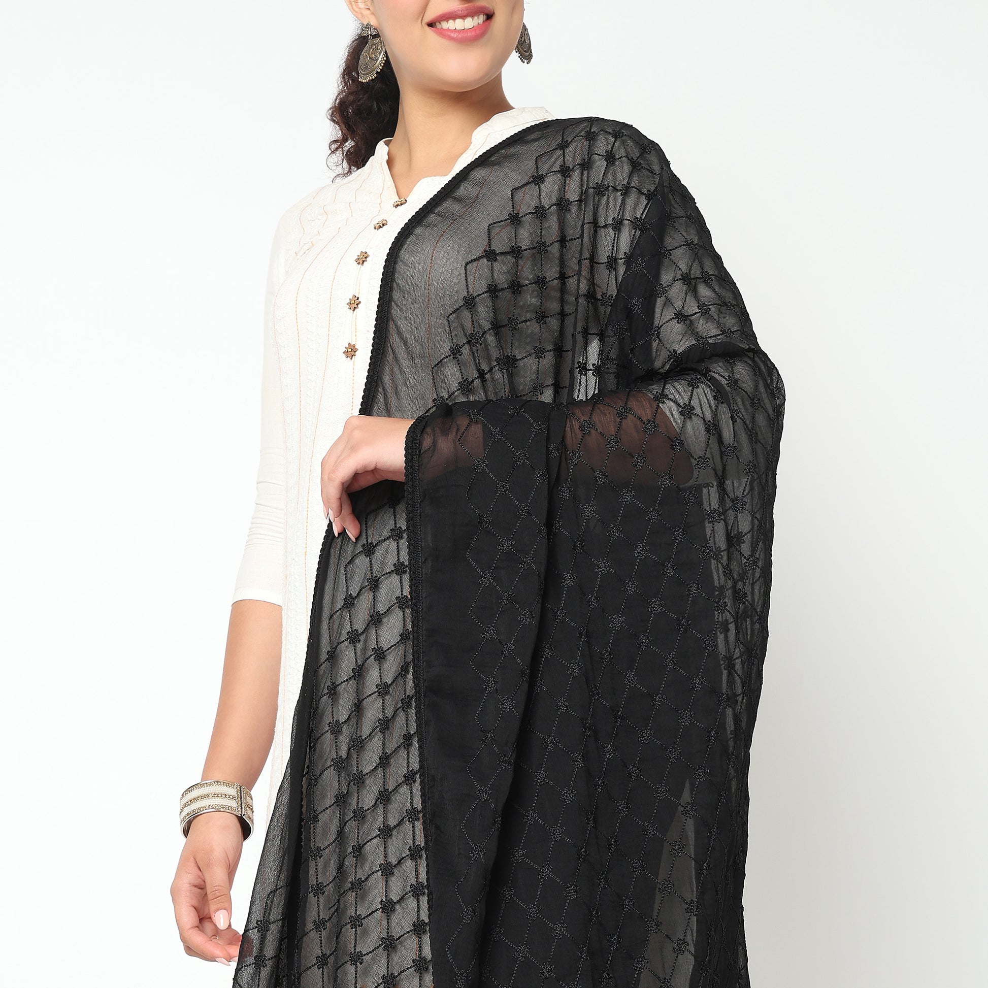 Embroidered Chiffon Dupatta