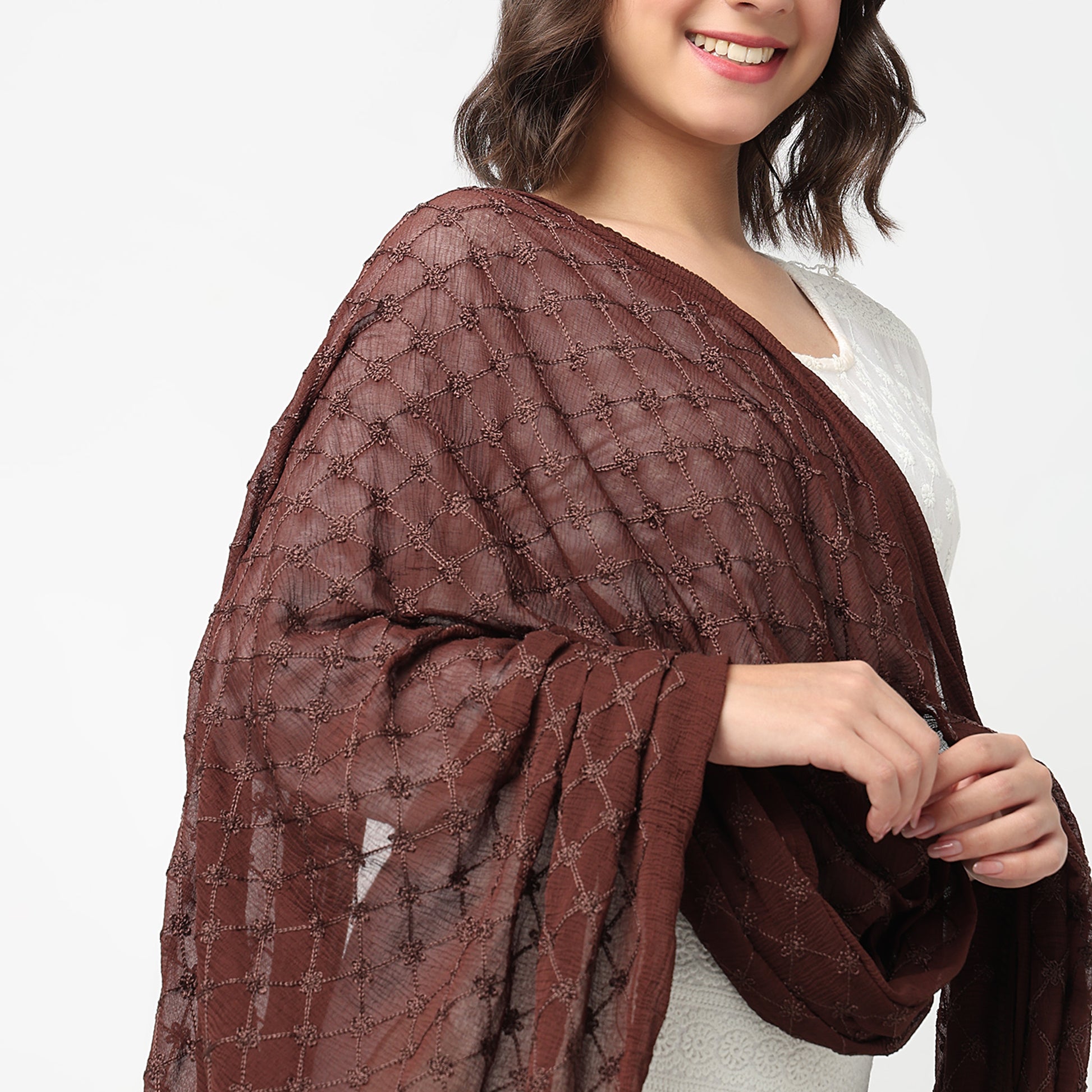 Embroidered Chiffon Dupatta