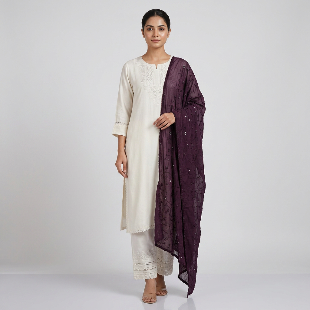 Embroidered Chanderi Dupatta
